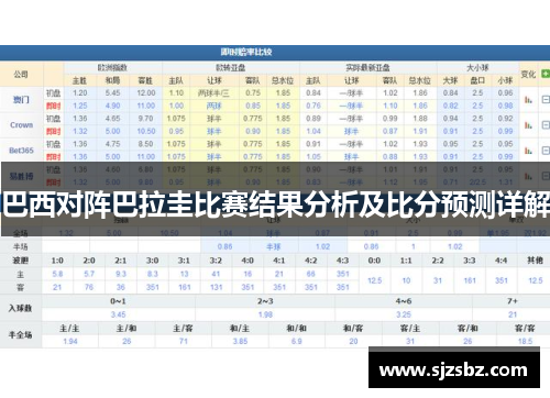 巴西对阵巴拉圭比赛结果分析及比分预测详解